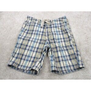 Abercrombie & Fitch Shorts Adult 30 Blue Beige Plaid Tugger Drawstring Mens